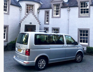 A vehicle for 1-3 people on a private tour of Scotland